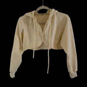 ZARA Cropped Hoodie – Soft Cream | Size S | Minimalist Street-Chic